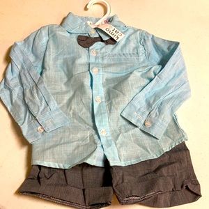 Kimo Cat Boys Cute Easter outfit dress shirt, bow tie, short set